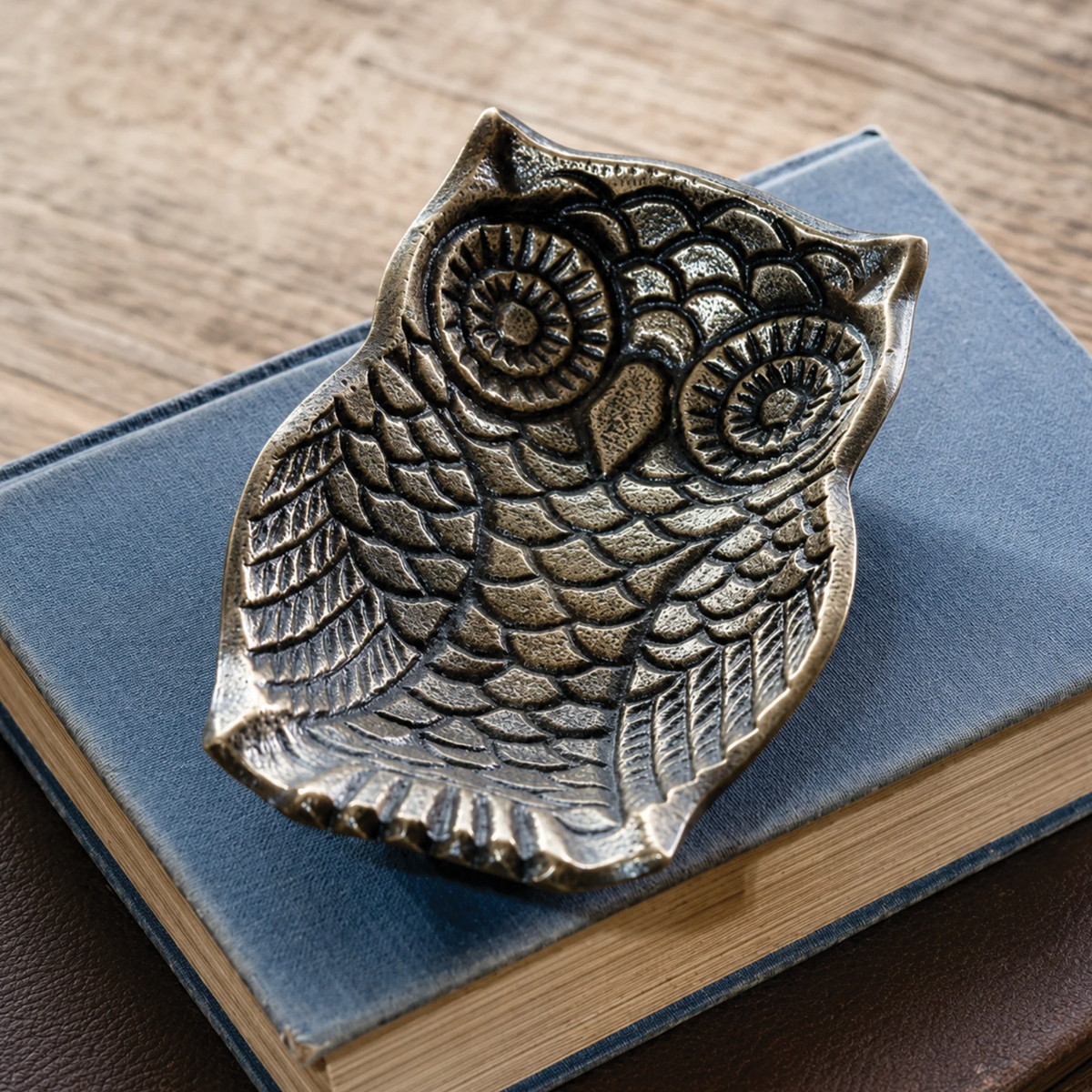 Brass Antiqued Owl Tray