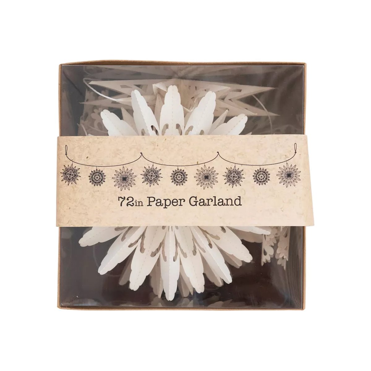 White Paper Snowflake Garland in Kraft Box