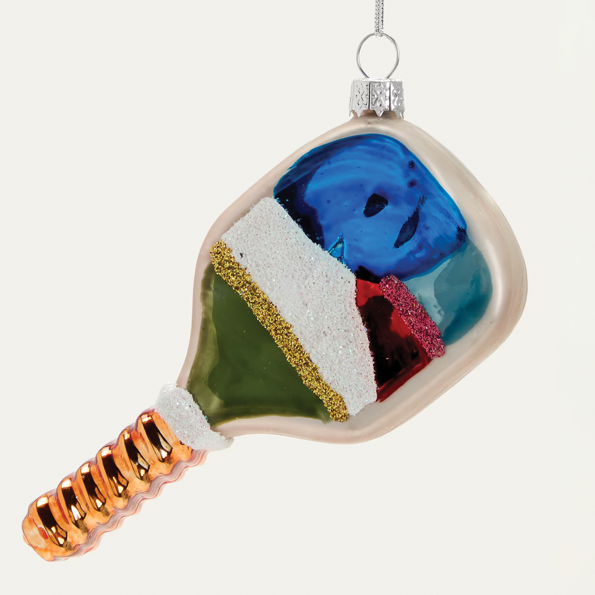 Pickleball Paddle Glass Ornament