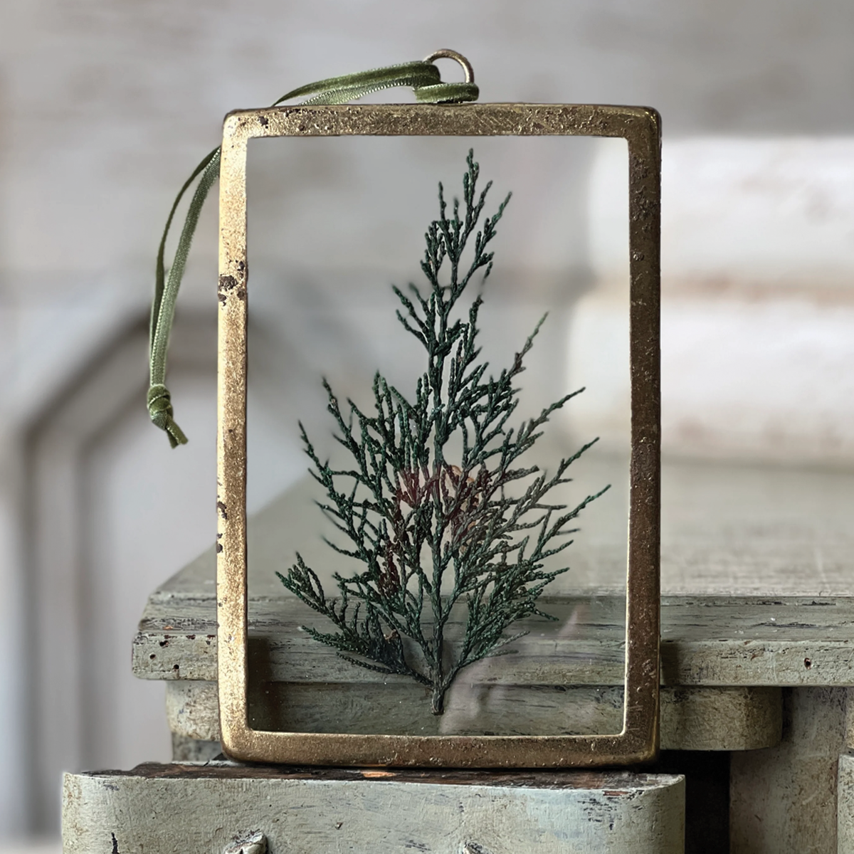Petite Pressed Rectangle Pine Ornament