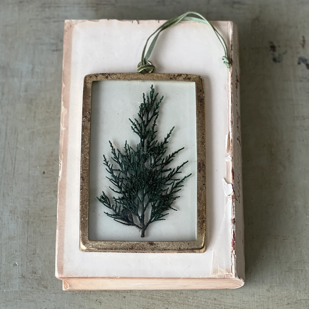 Petite Pressed Rectangle Pine Ornament