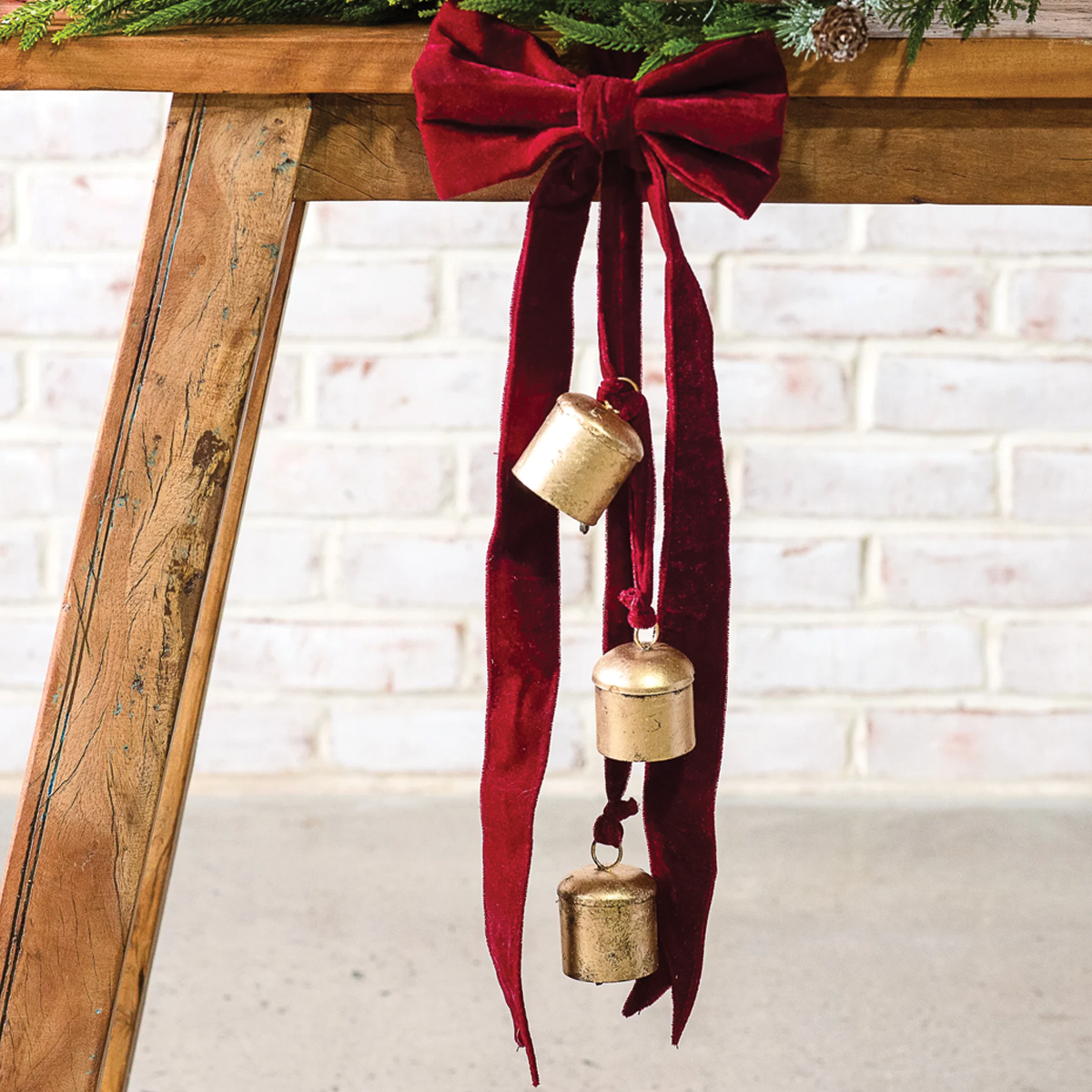 Burgundy Velvet Three Bell Hanger