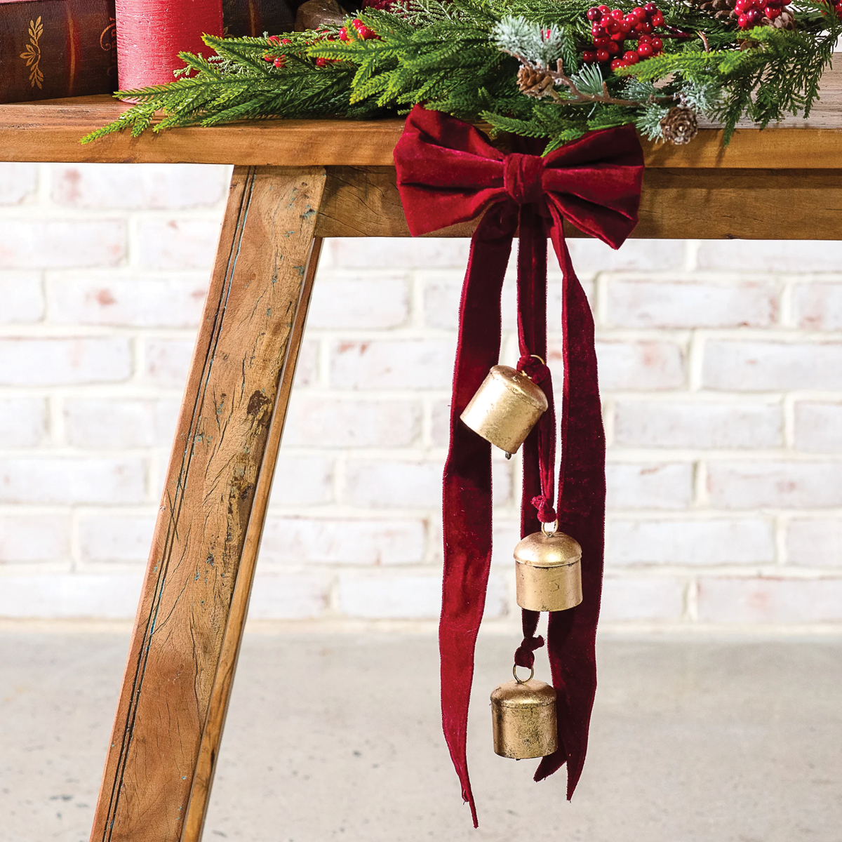 Burgundy Velvet Three Bell Hanger