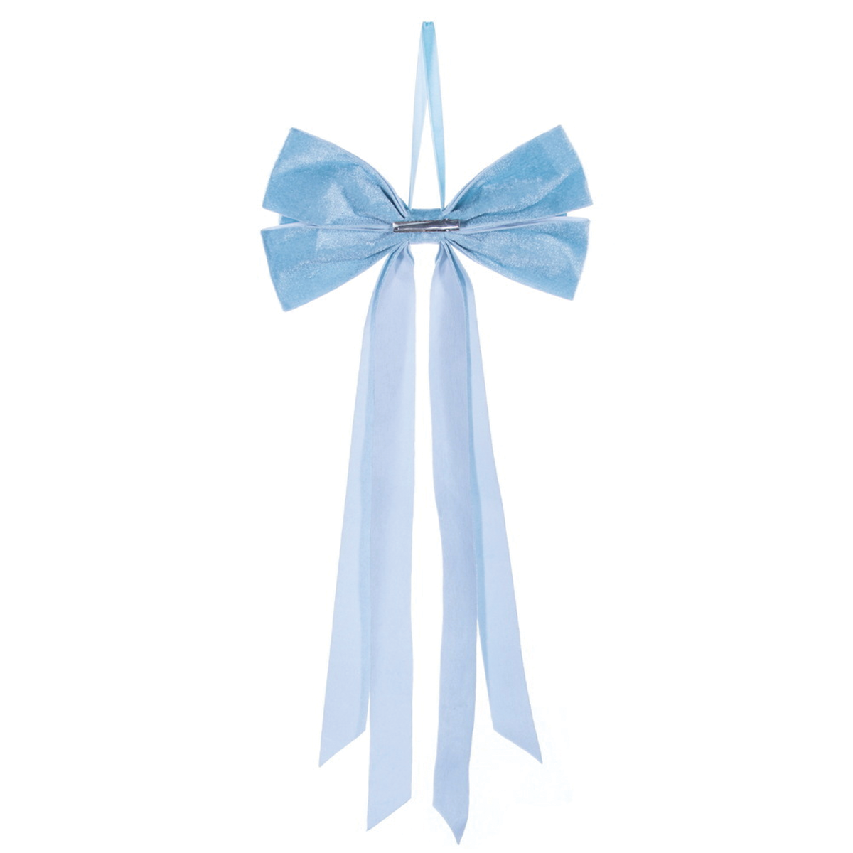 Baby Blue Velvet Bow with Tail Clip