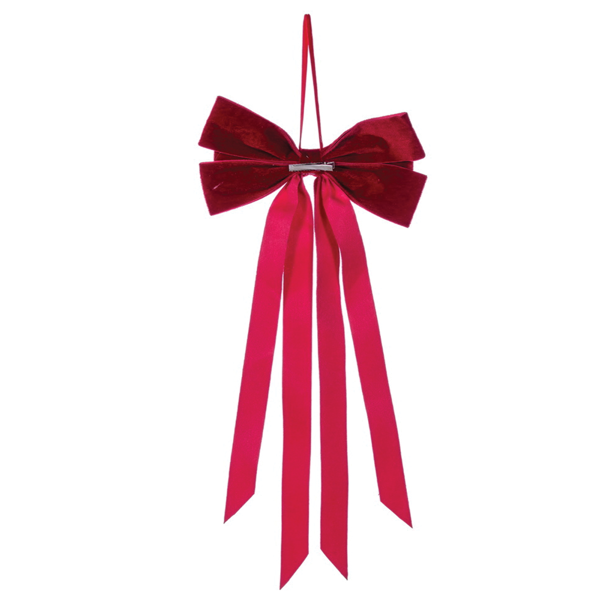 Red Velvet Bow with Tail Clip