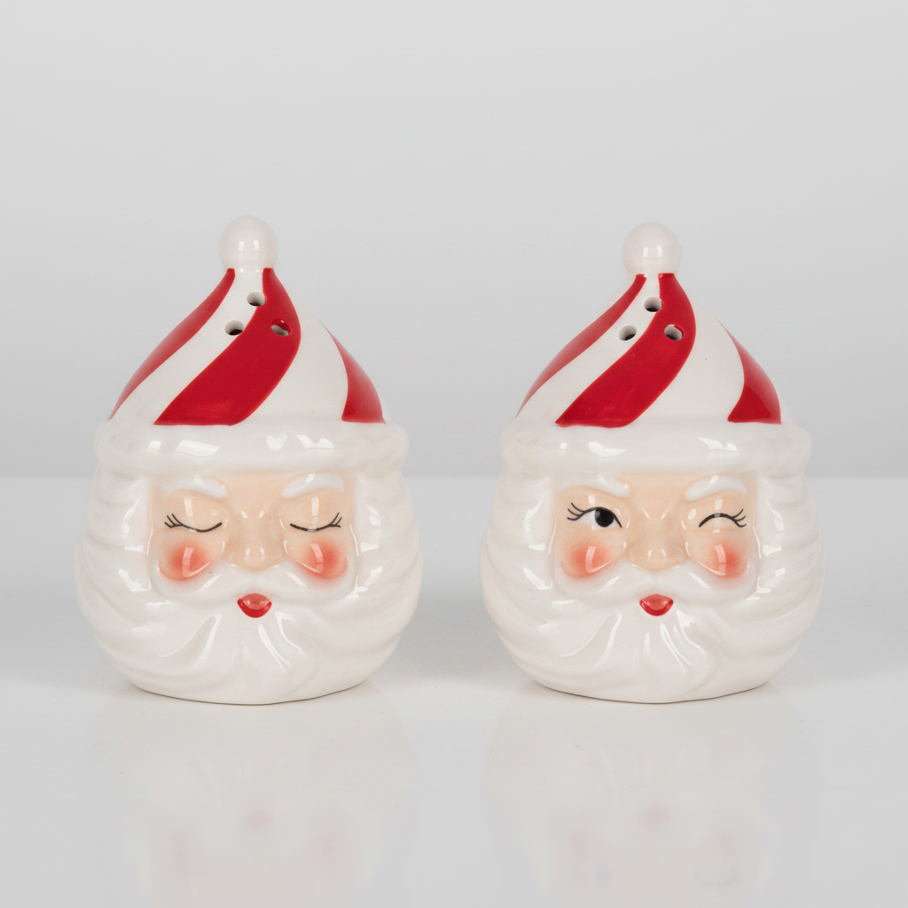Set of Two Ceramic Santa Salt and Pepper Set