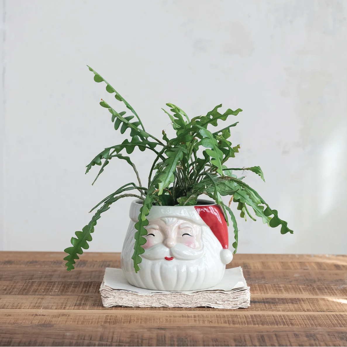 Stoneware Santa Planter
