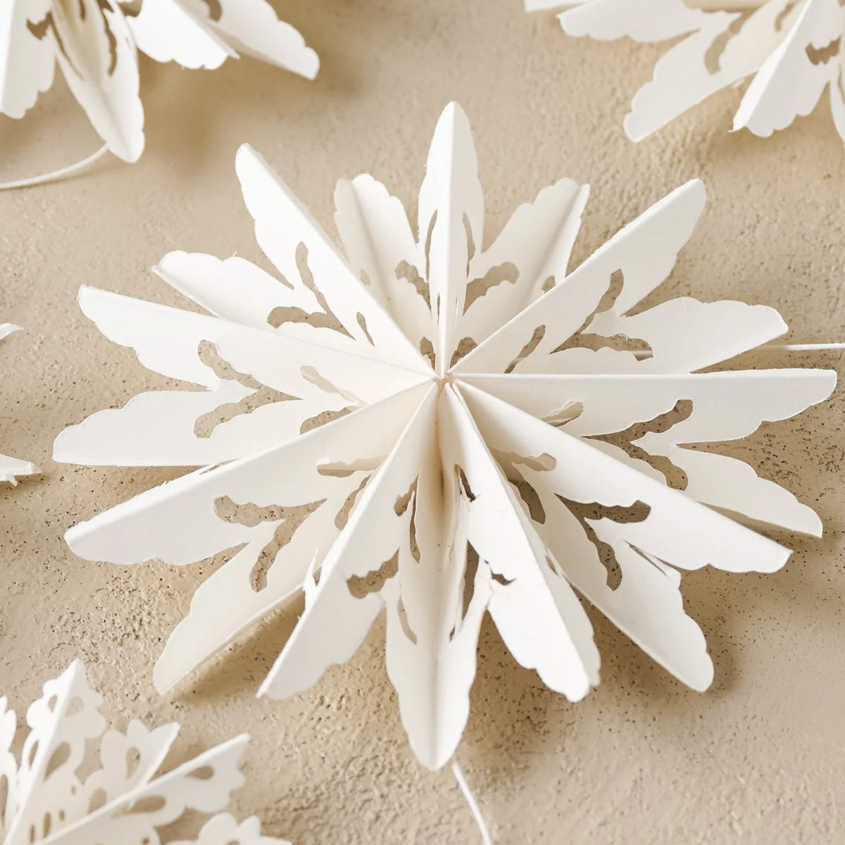 White Paper Snowflake Garland in Kraft Box