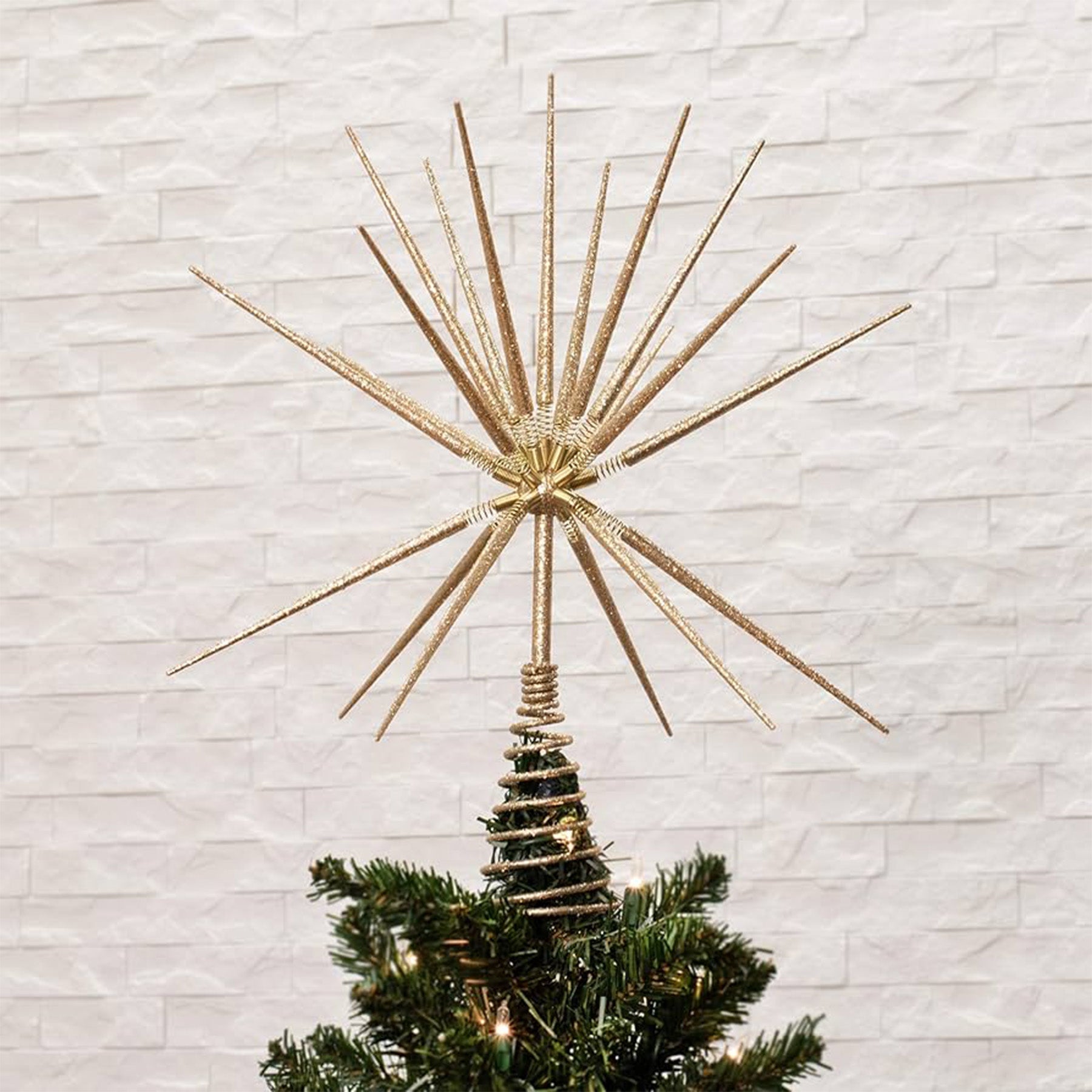 Starburst Foldable Tree Topper Glitter Gold