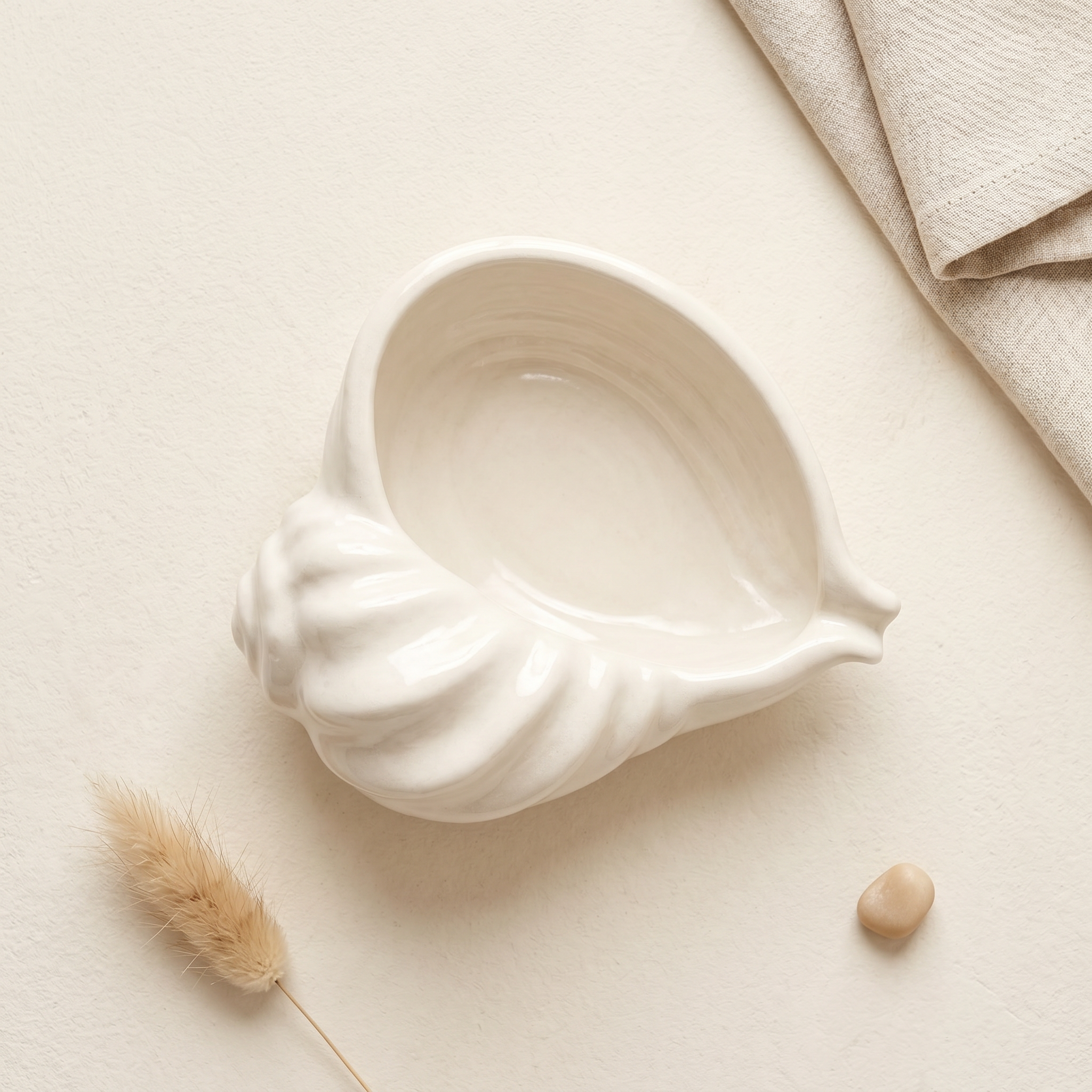 Nautilus Shell Bowl, Gypsum White 6.5"