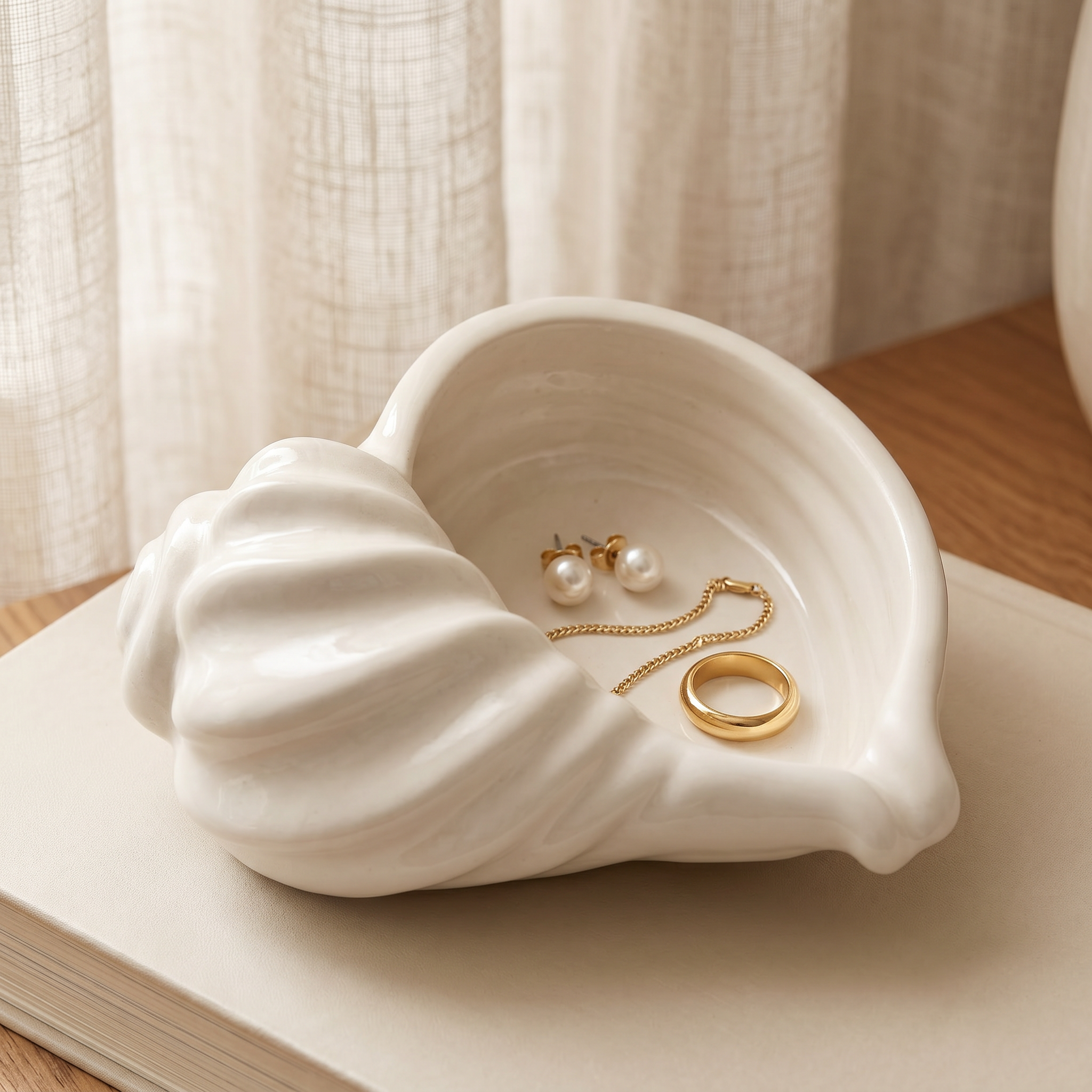 Nautilus Shell Bowl, Gypsum White 6.5"