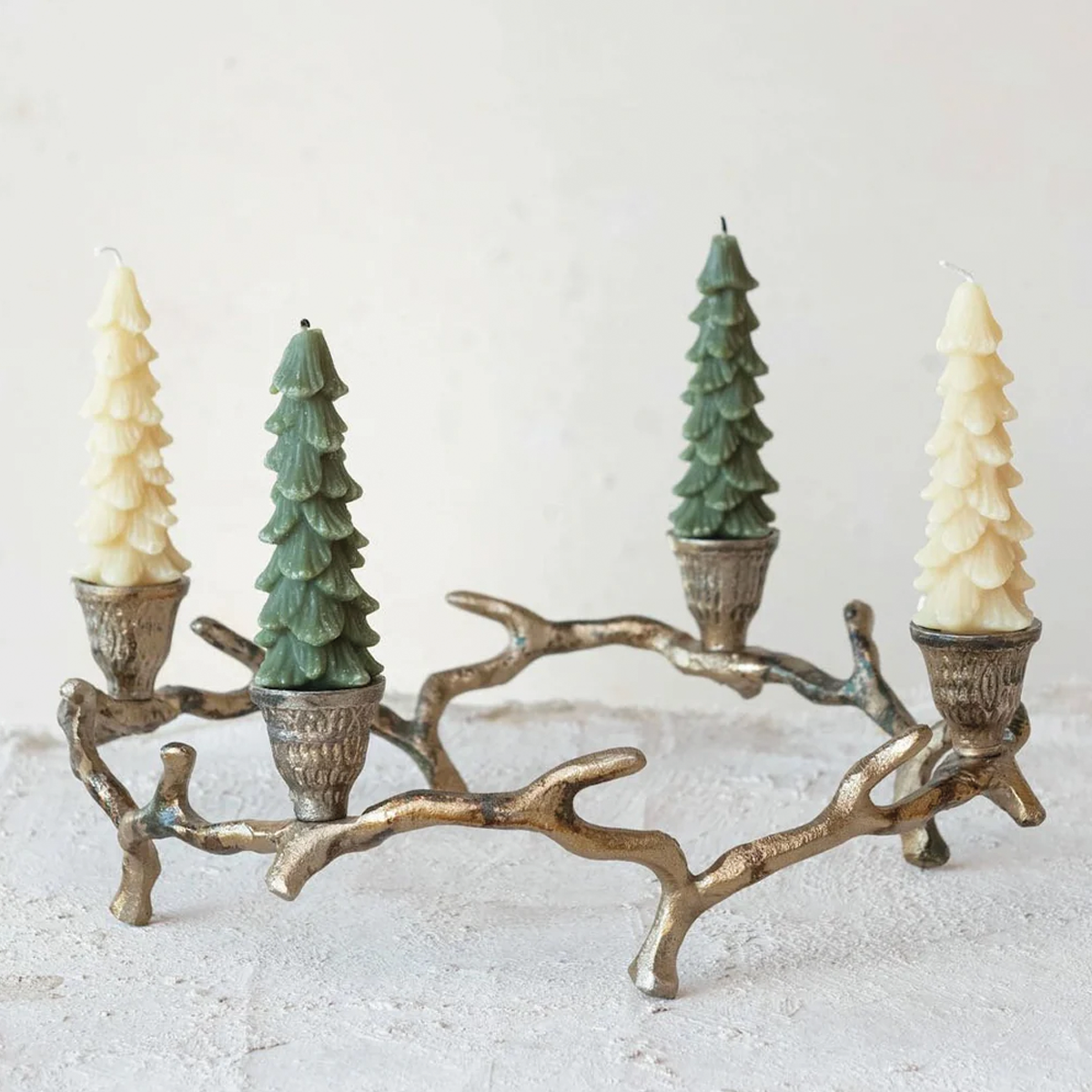 Aluminum Antique Gold Twig Advent Taper Holder