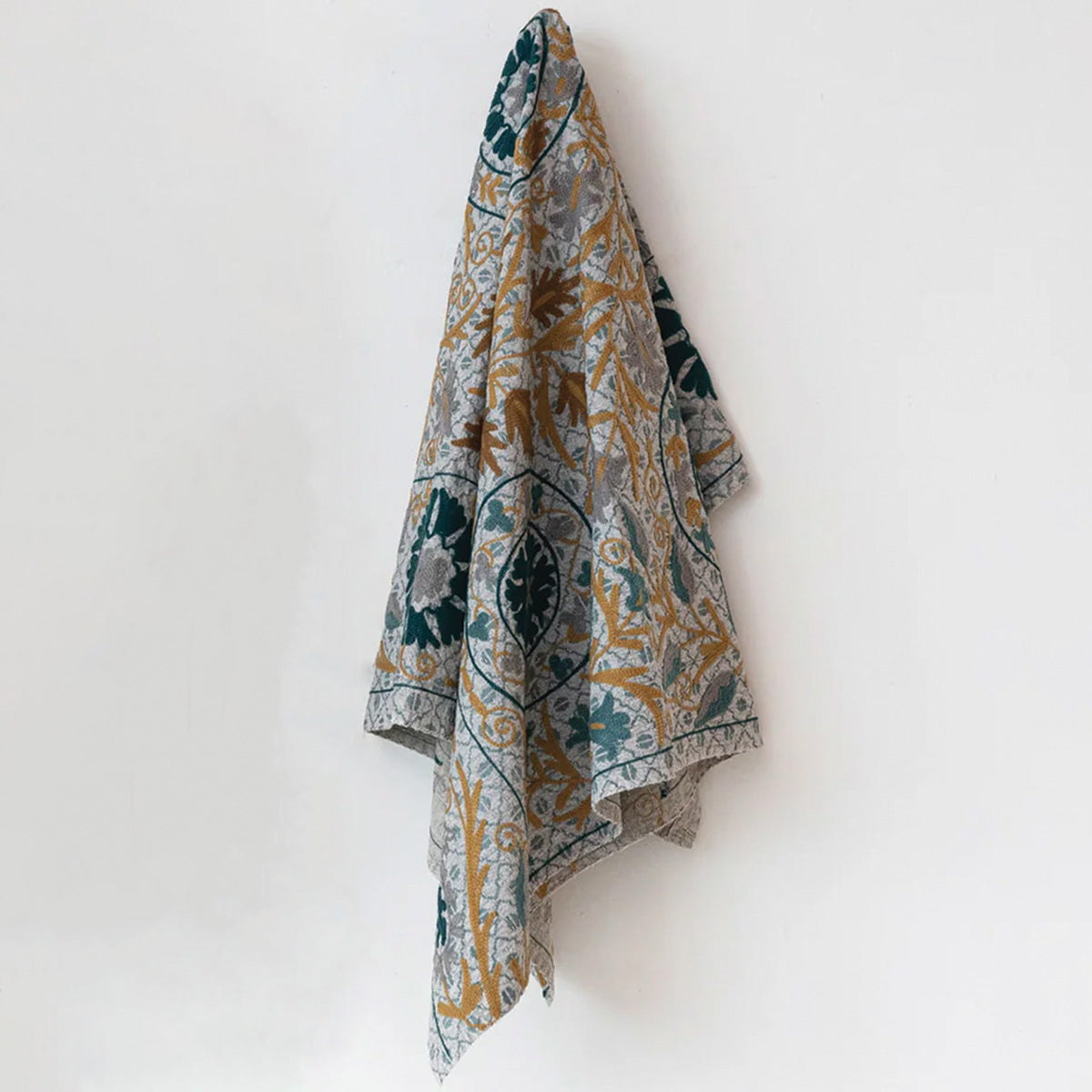 Printed Cotton Voile Throw with Floral Pattern