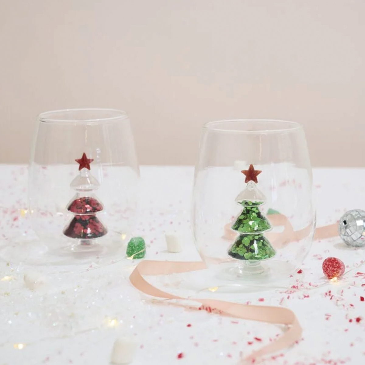 Glitter Glass Tree Drinkware