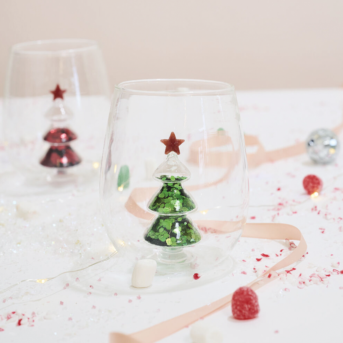 Glitter Glass Tree Drinkware