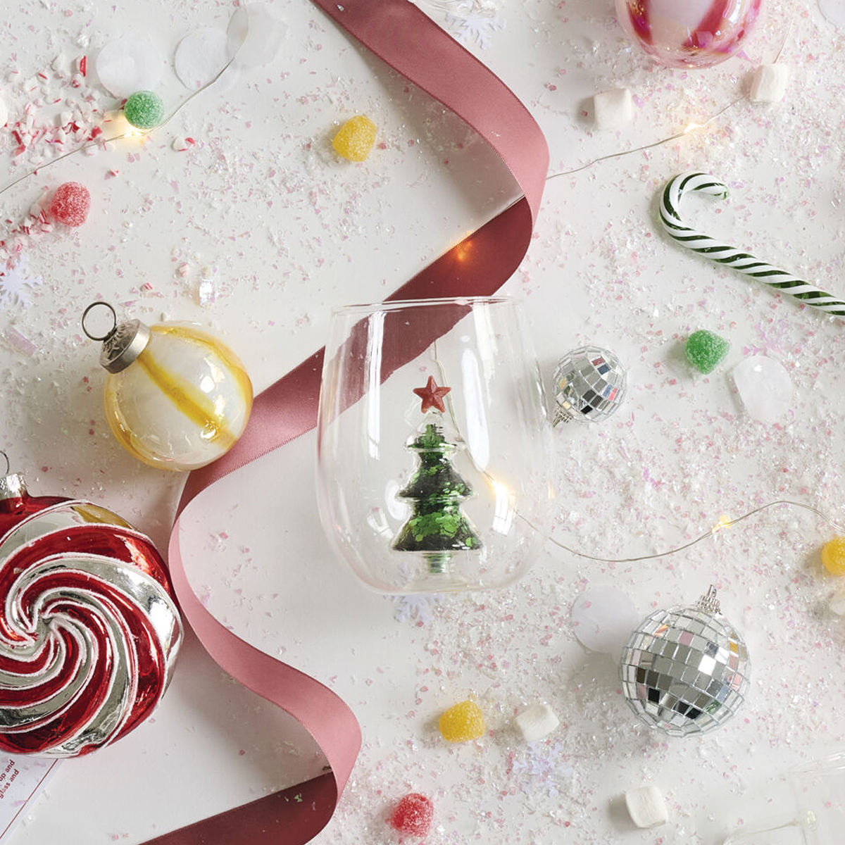 Glitter Glass Tree Drinkware
