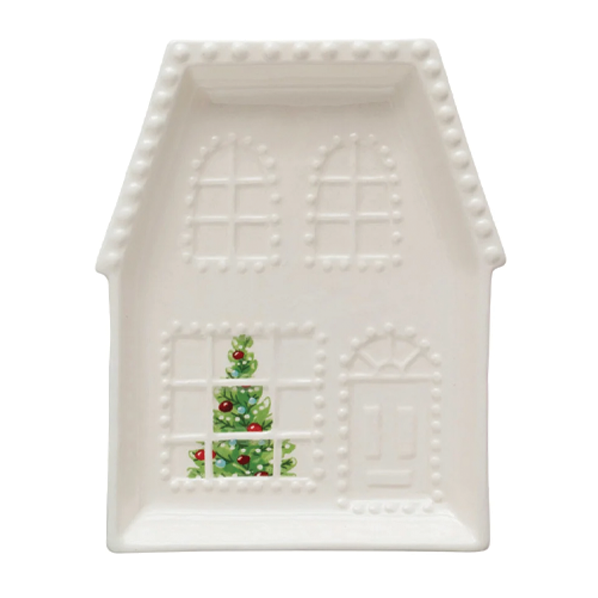 Stoneware White House with Tree Plate