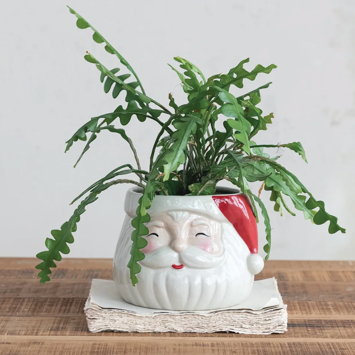 Stoneware Santa Planter