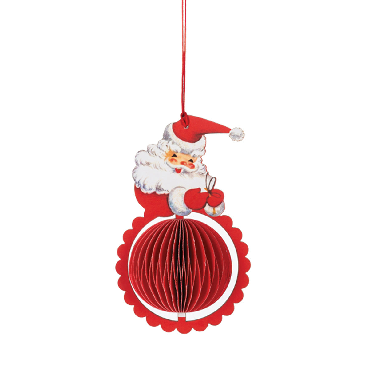 Vintage Honeycomb Santa Ornament
