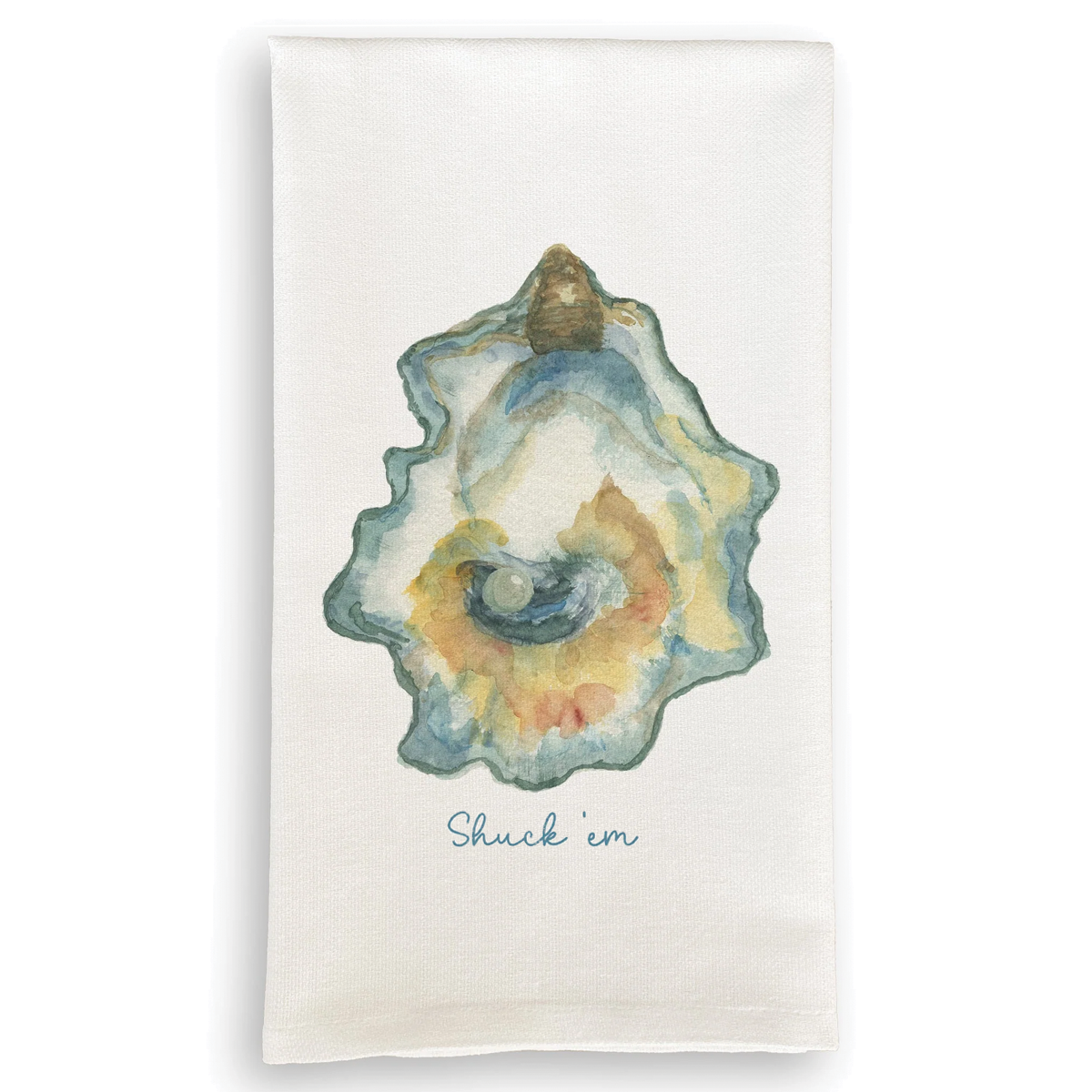 Watercolor Oyster "Shuck 'em" Dish Towel