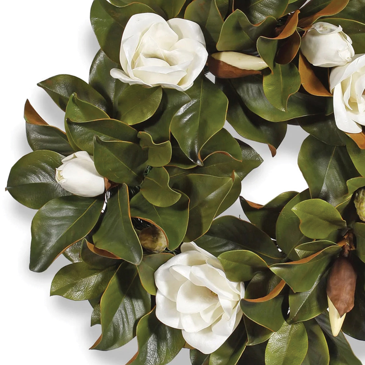 White and Green Magnolia Wreath 24"