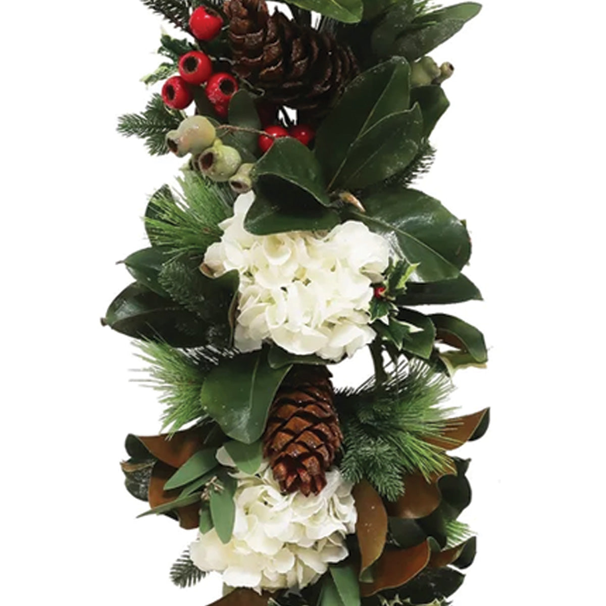 White Hydrangea Holiday Garland 5'