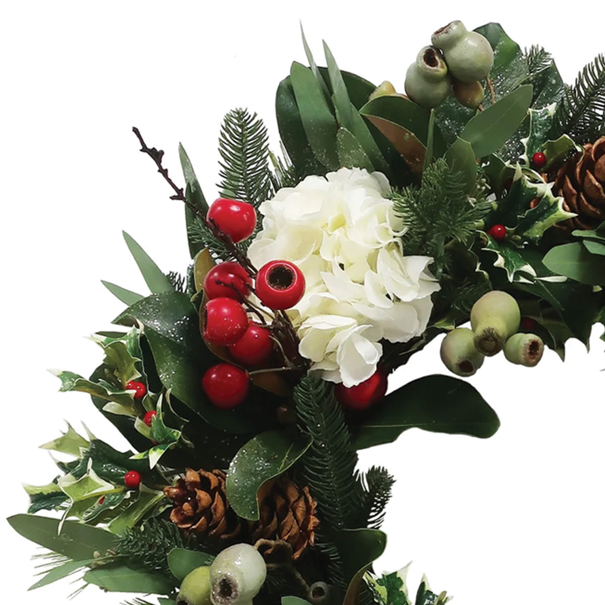 White Hydrangea Holiday Wreath 24"