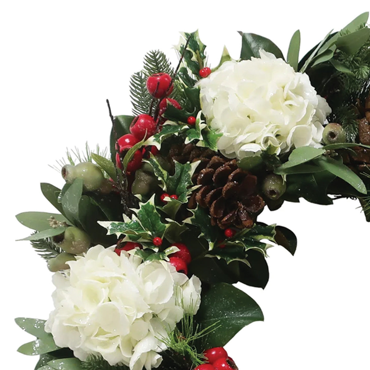 White Hydrangea Holiday Wreath 30"