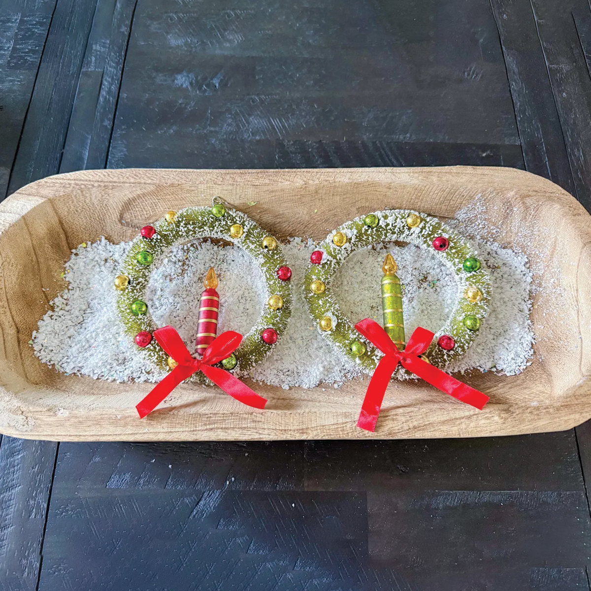 Sisal Wreath with Red Glass Candle Ornament