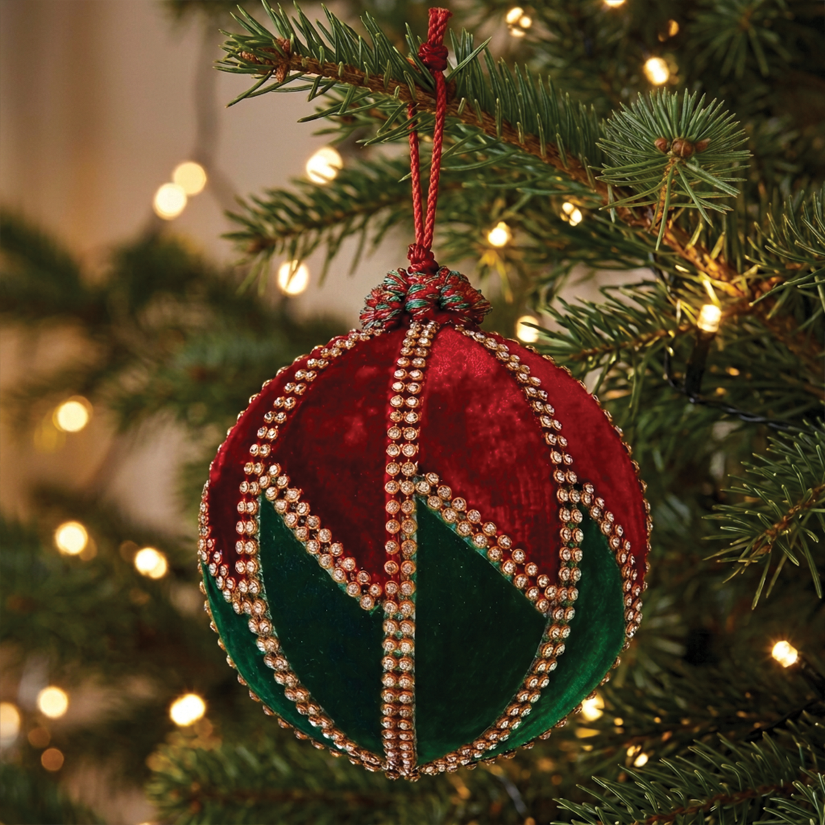 Velvet Zig Zag Jewel Ball Ornament