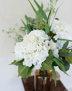 Real Touch Triple White Hydrangea Bouquet Drop In