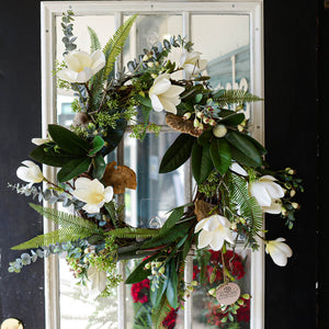 White Saucer Magnolia Wreath
