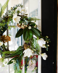 White Saucer Magnolia Wreath