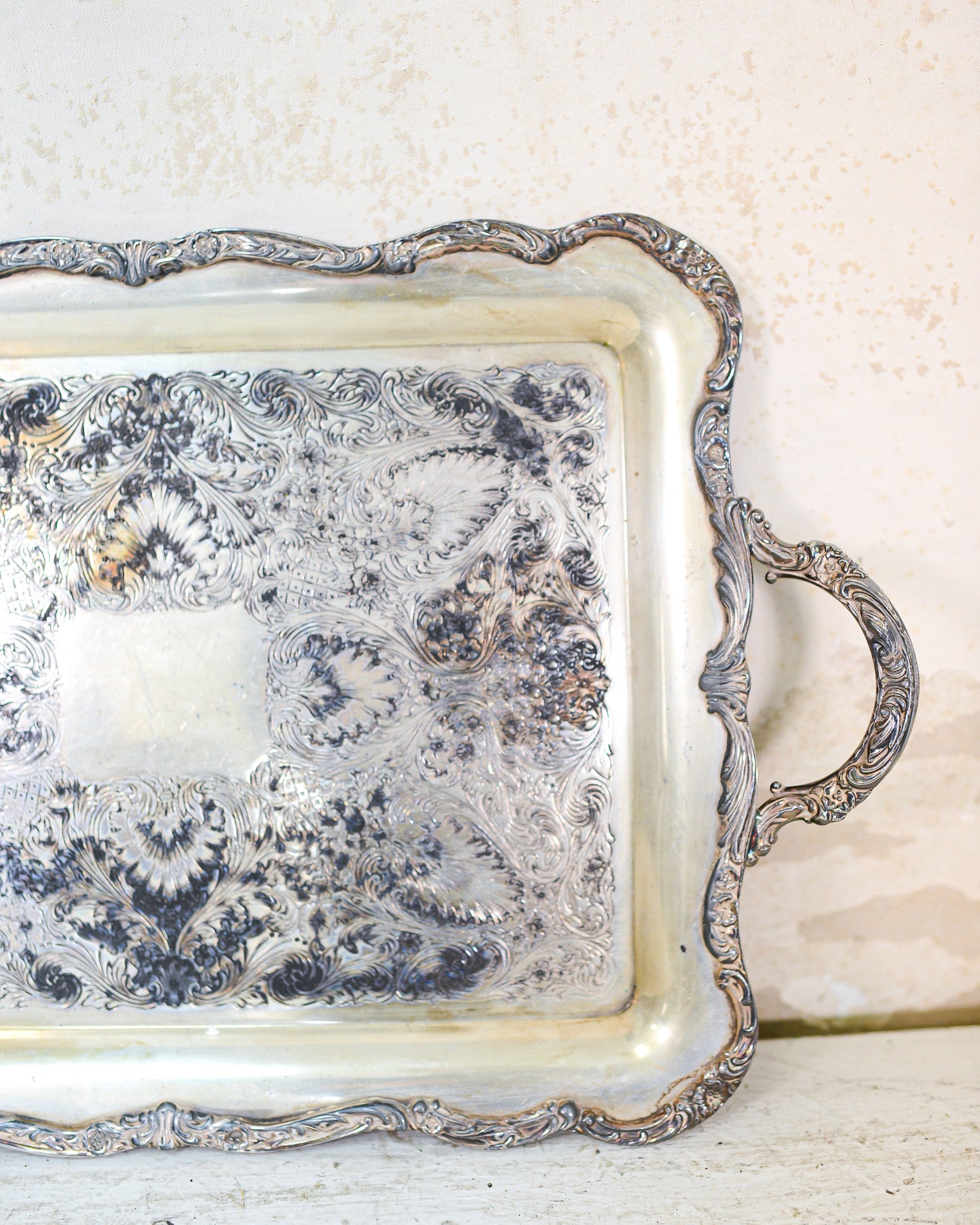 William Rogers Antique Silver Serving Tray