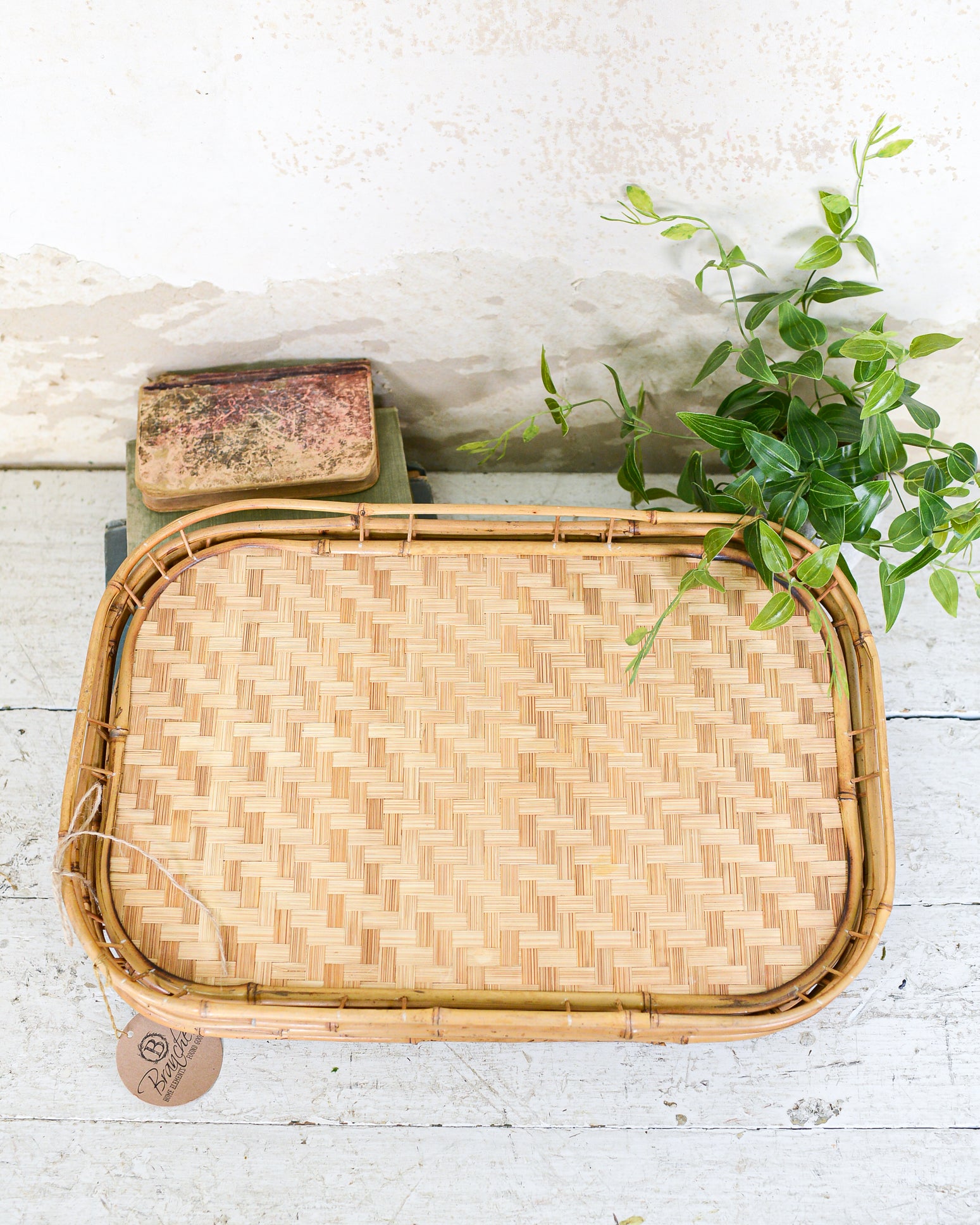 Mid-Century Rattan Trays Set of Four