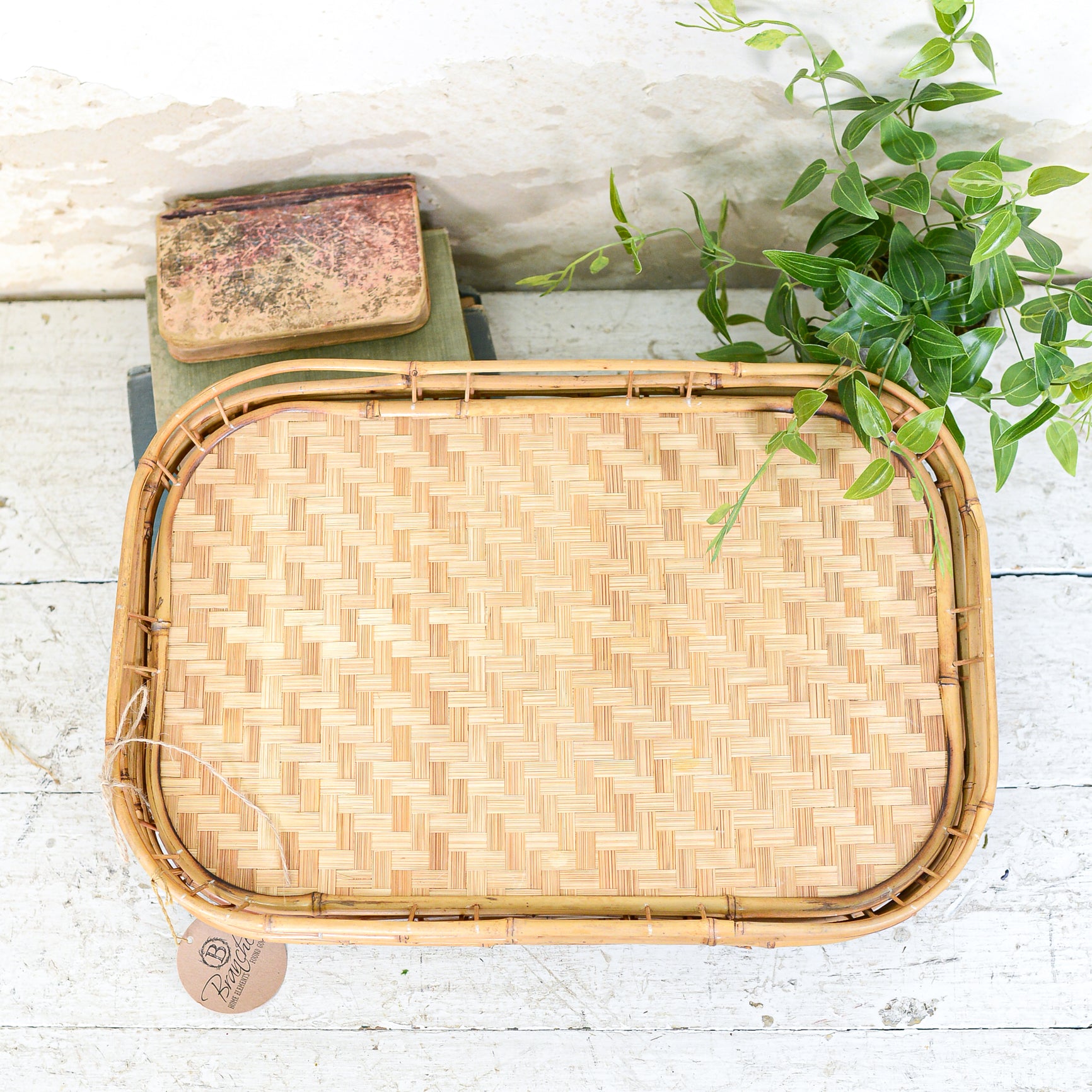 Mid-Century Rattan Trays Set of Four