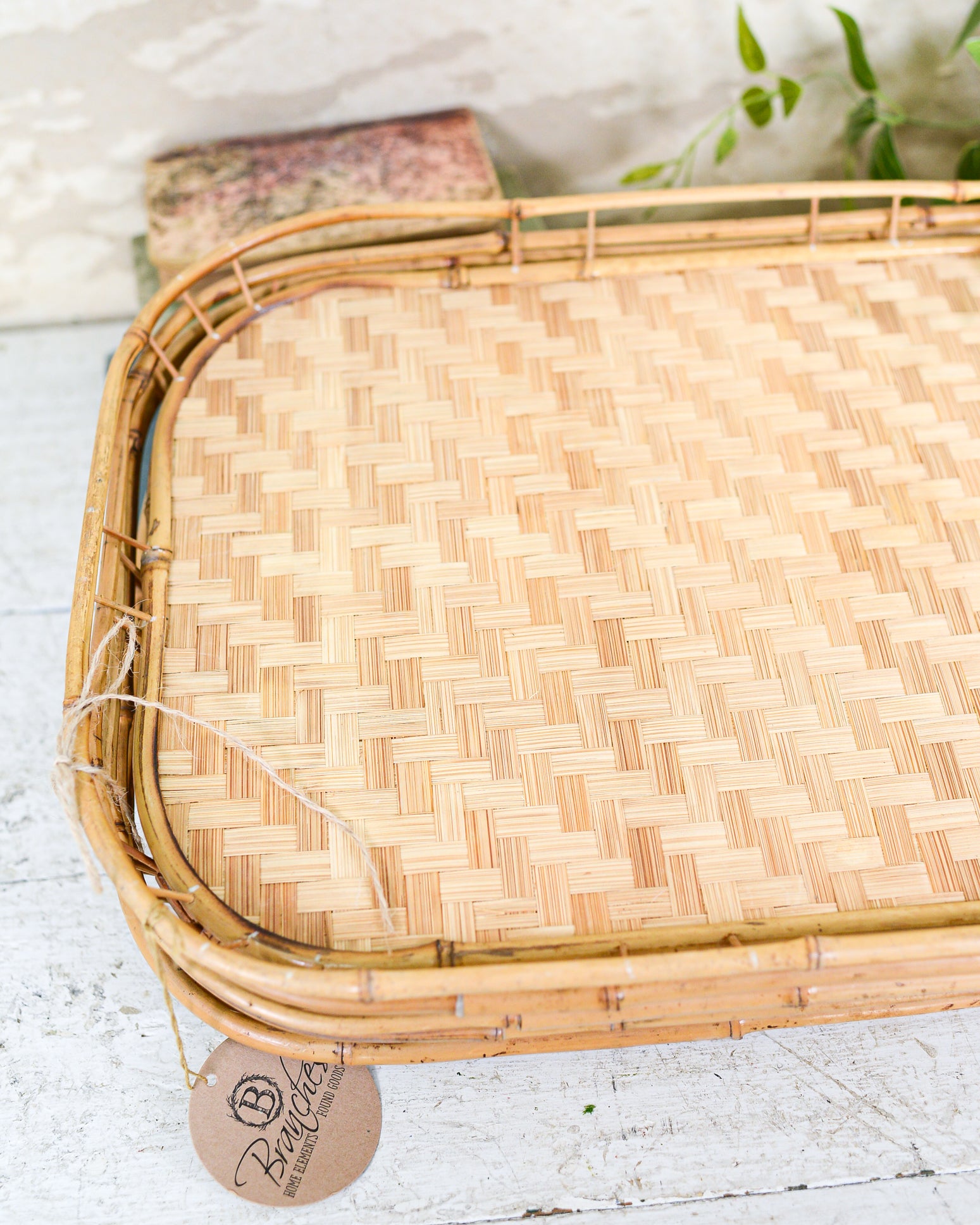 Mid-Century Rattan Trays Set of Four