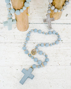 Painted Wood Bead Rosary with Cross