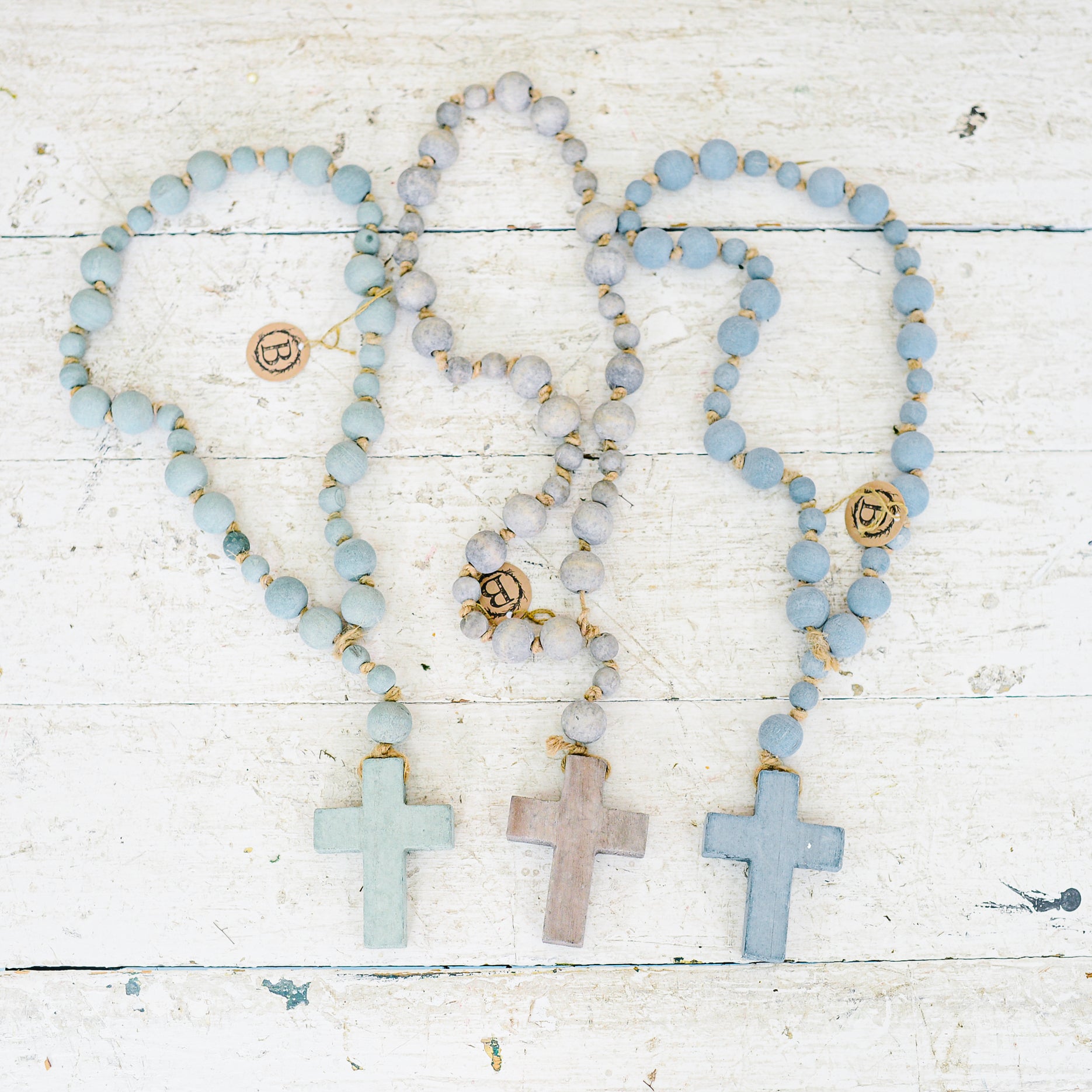 Painted Wood Bead Rosary with Cross