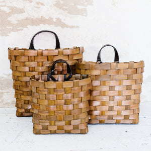 Brown Hanging Woven Basket with Handle