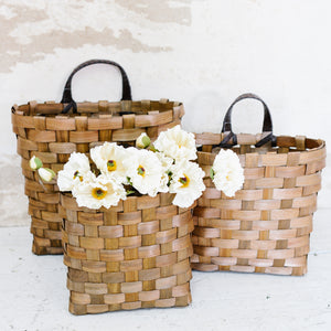 Brown Hanging Woven Basket with Handle