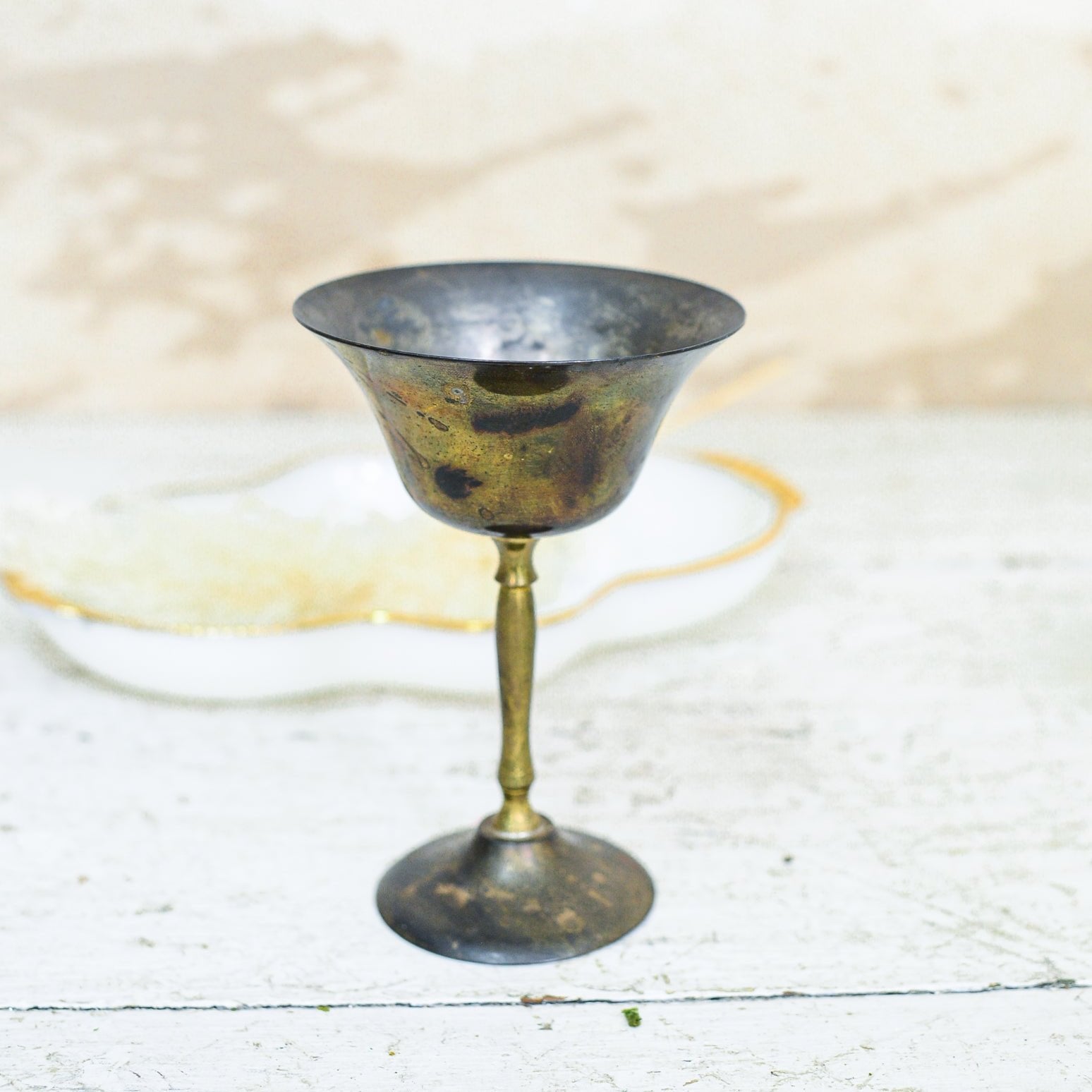 Vintage Brass Wine Goblets Set of Four