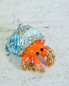 Hermit Crab Glass Holiday Ornament