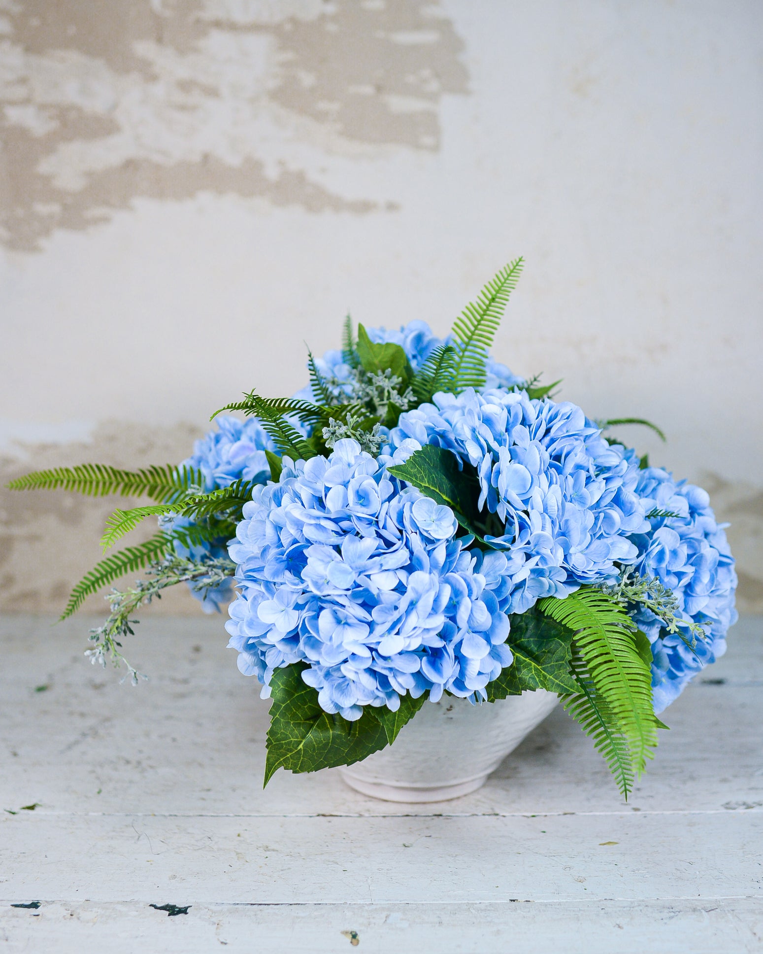 Real Touch Blue Hydrangea Centerpiece Drop In