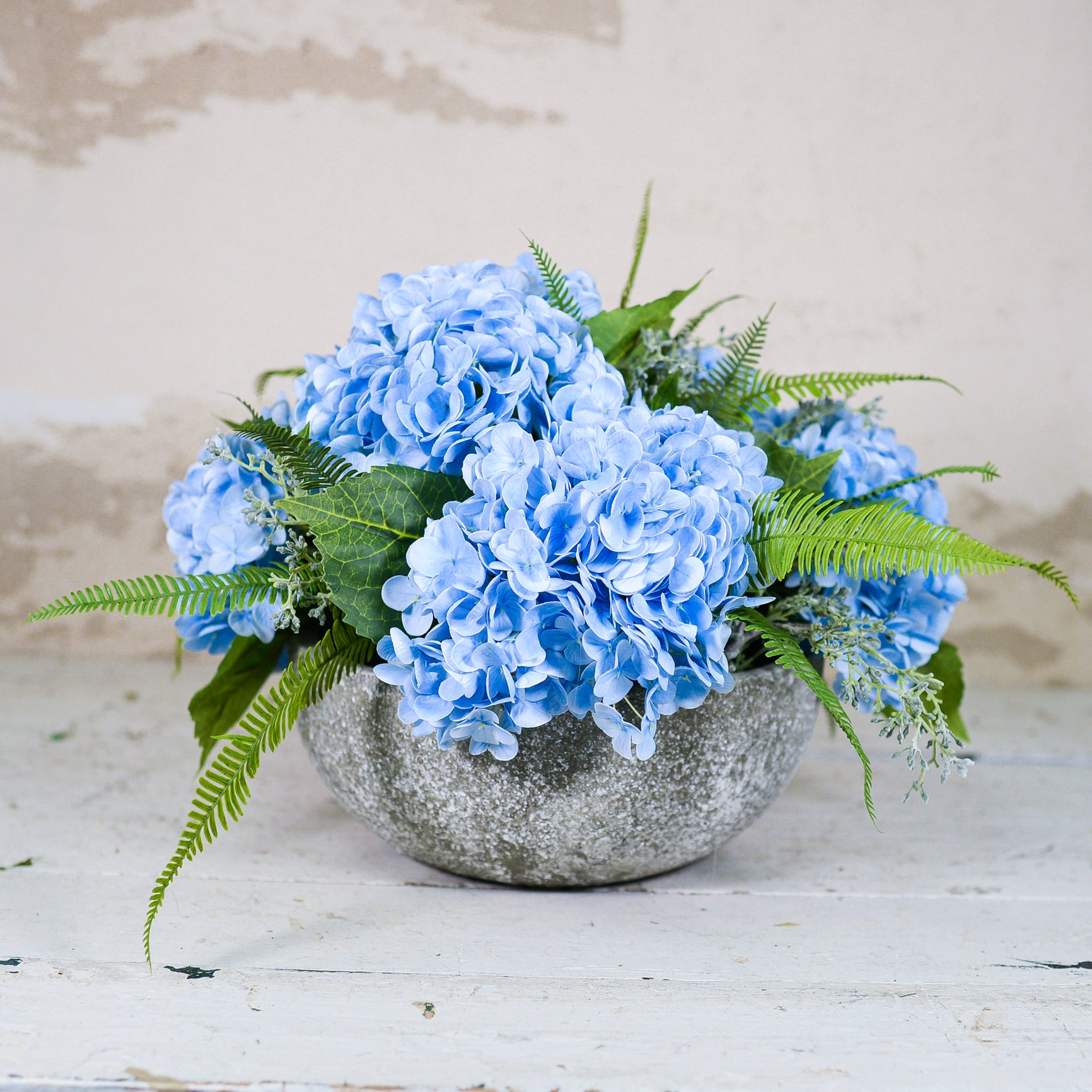 Real Touch Blue Hydrangea Centerpiece Drop In
