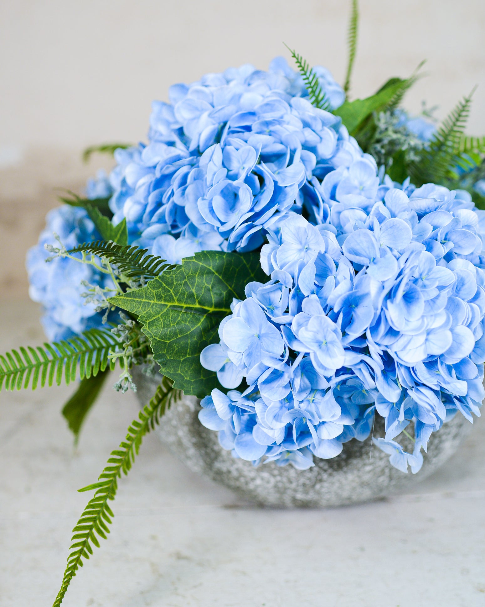 Real Touch Blue Hydrangea Centerpiece Drop In