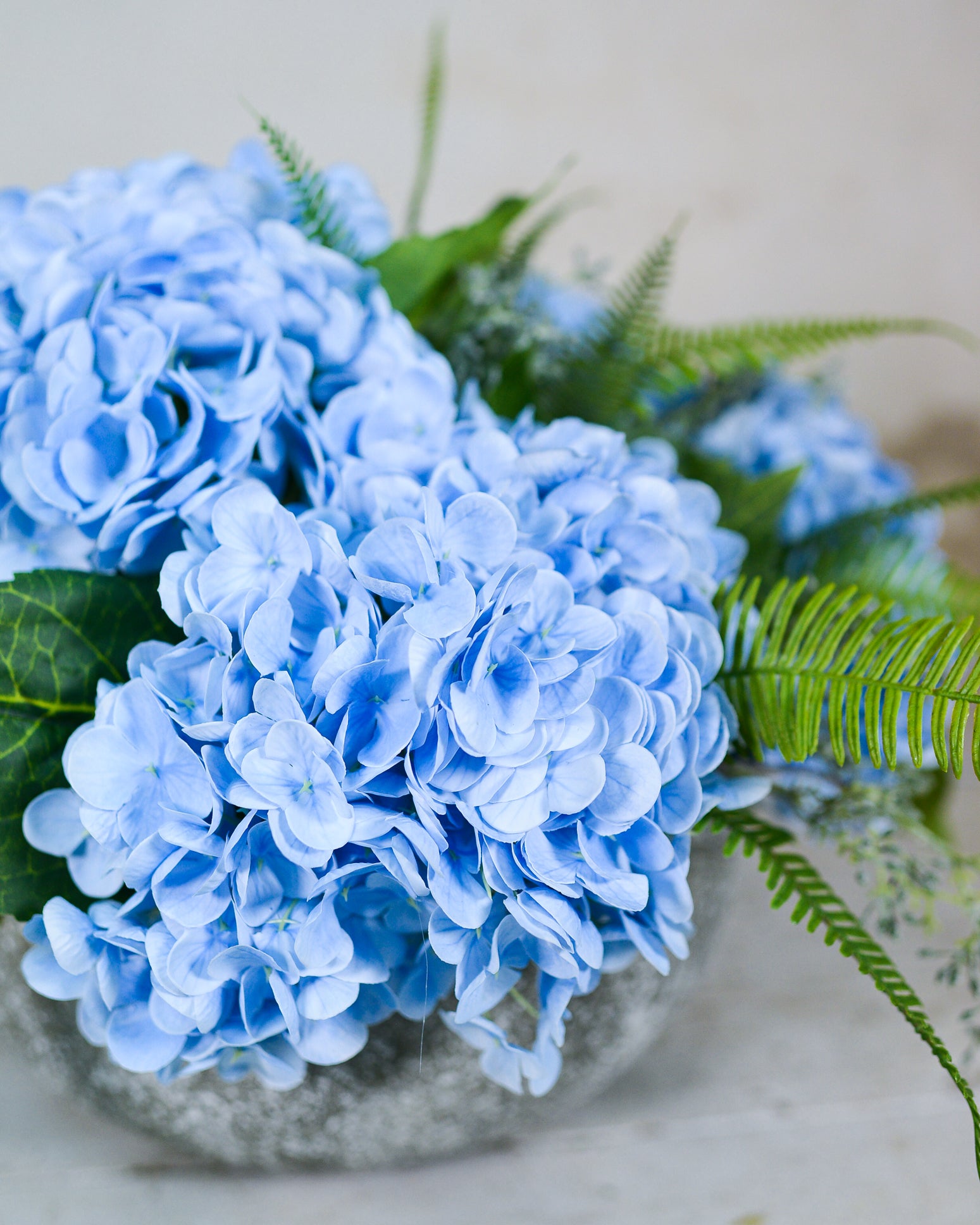 Real Touch Blue Hydrangea Centerpiece Drop In