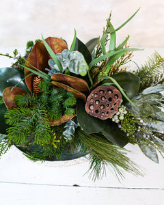Faux Real Evergreen Holiday Centerpiece Drop In