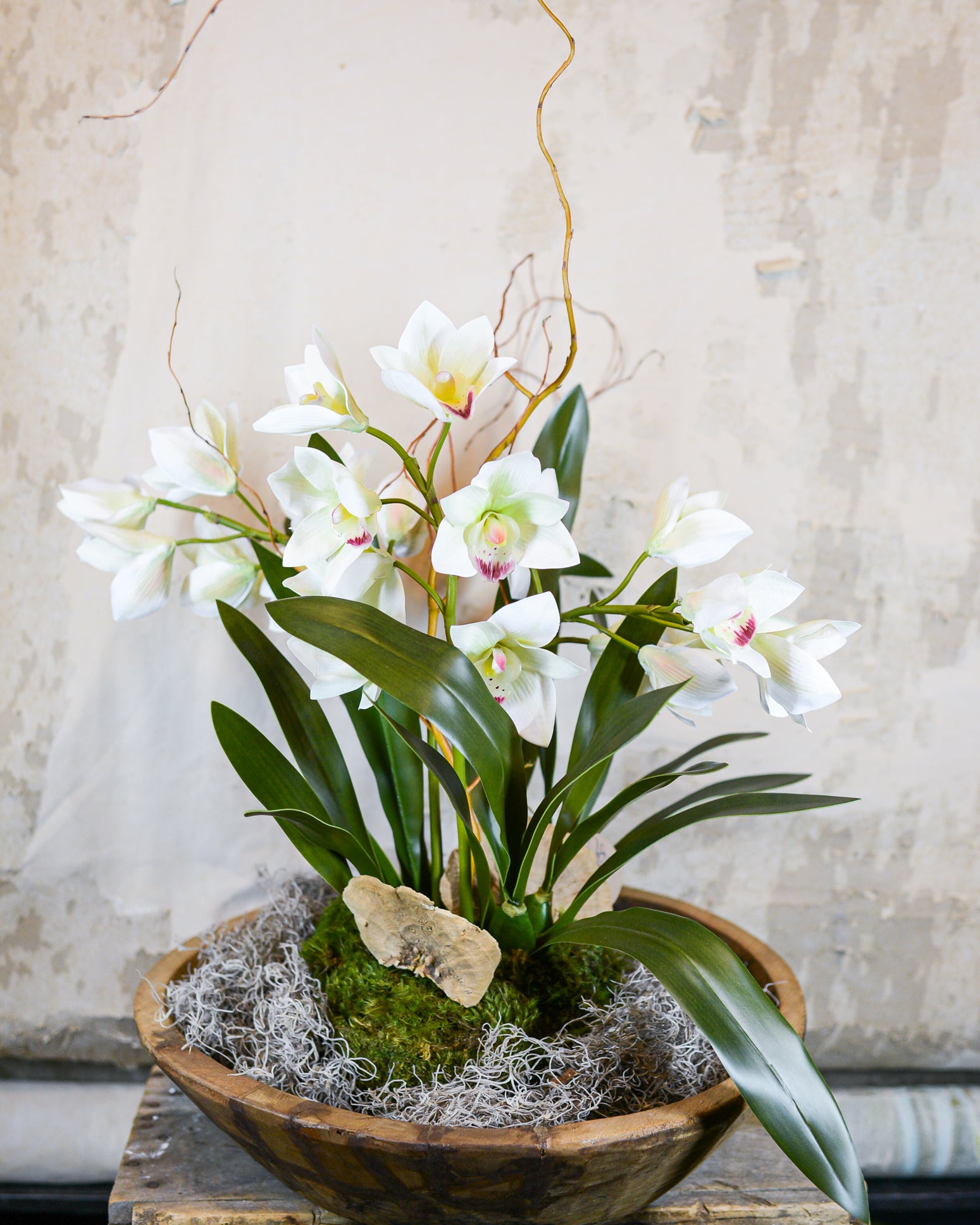 Triple White Cymbidium Orchid Centerpiece Drop In