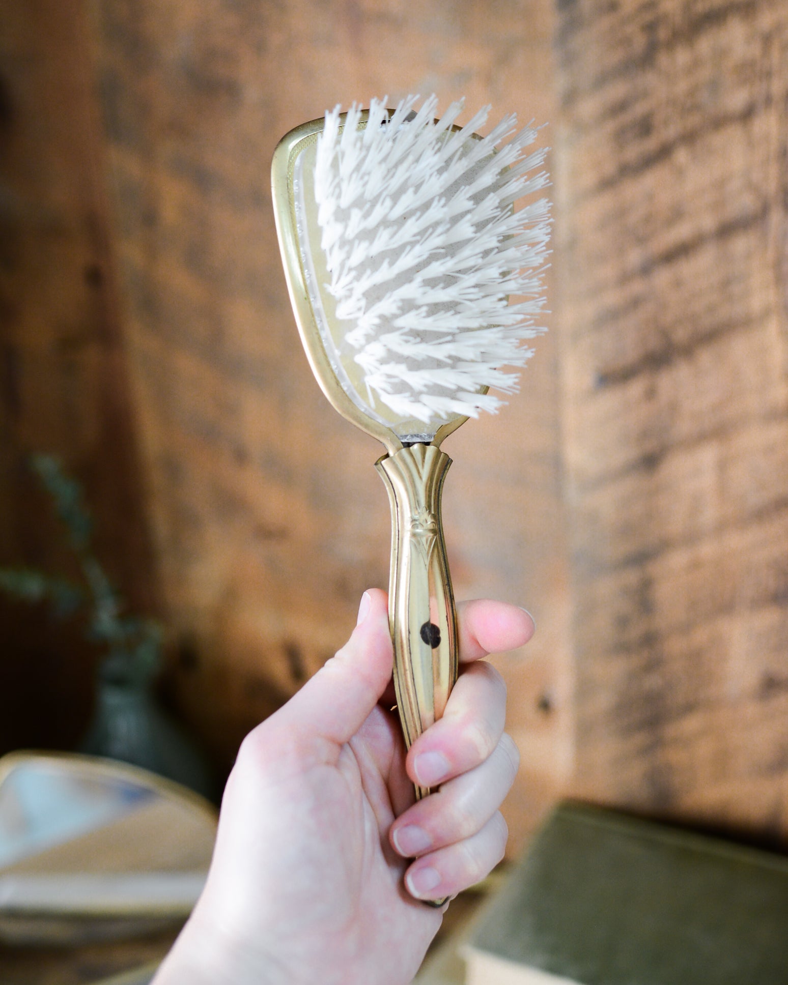 Vintage Antiqued Gold Vanity Beauty Hair Set of Three